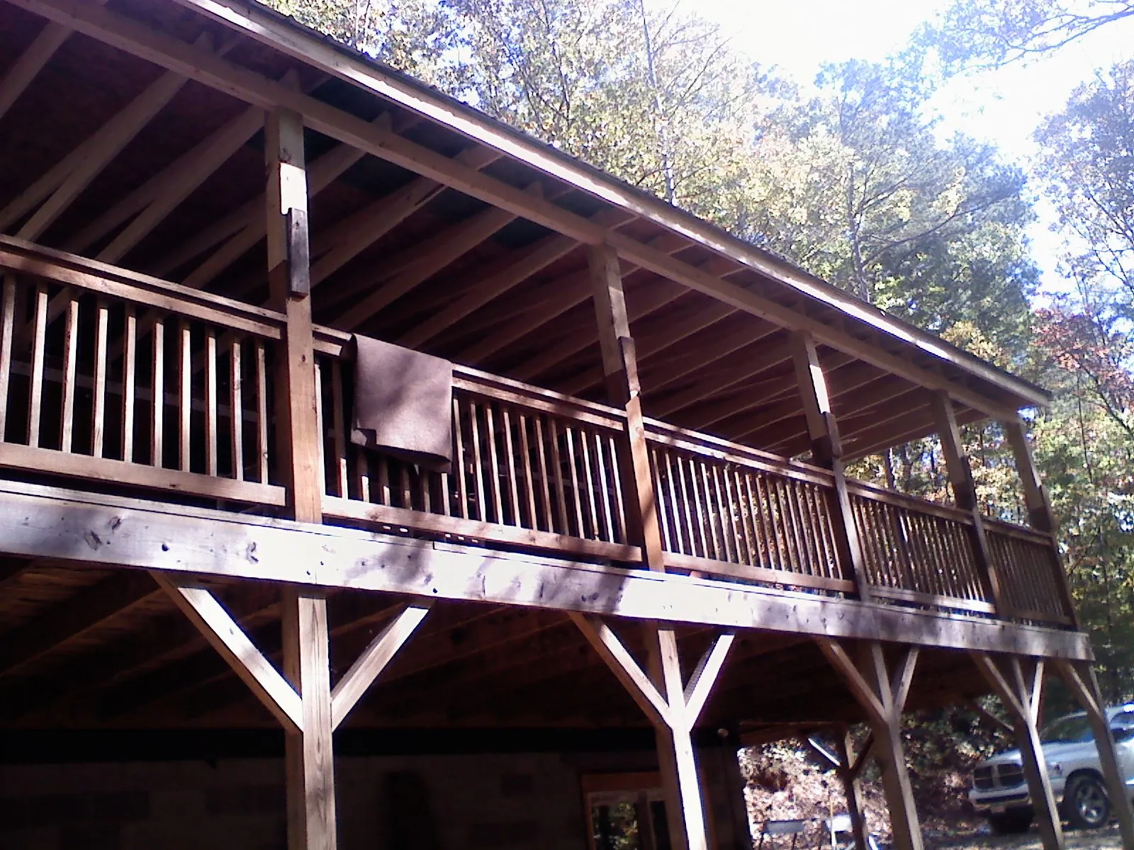 Timber framing under a new elevated porch and deck in Avoca
